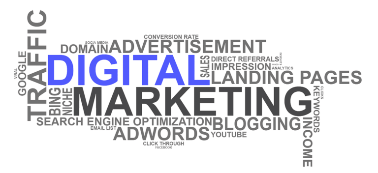 Nuage de mots relatifs aux différentes compétences d'un consultant en marketing digital